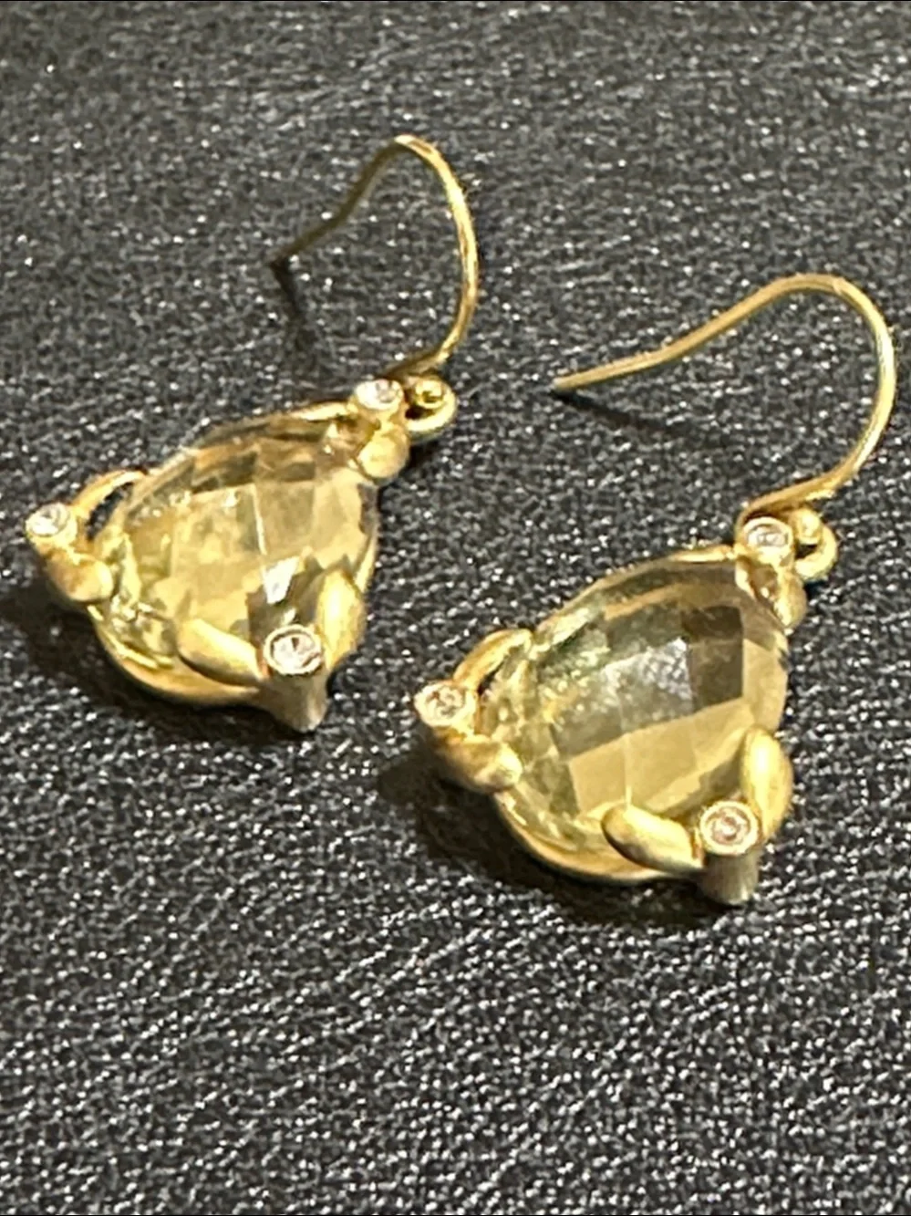 Faceted Yellow Quartz Teardrop Drop Earrings